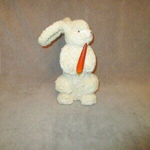 Vtg Dept 56 Bunny Rabbit Sculpture 12” Tufted Plush Carrot Fuzzy Easter Decor